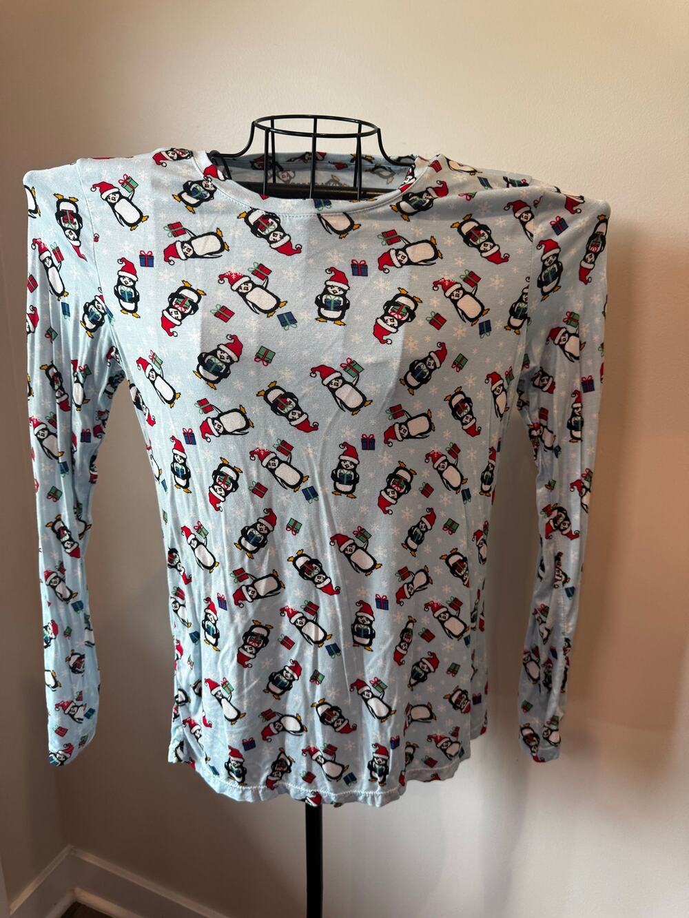 Jollidays Women’s Small Penguin Print Soft Long Sleeve T-Shirt Blue
